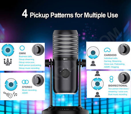 4 Pickup Patterns USB Condenser Microphone For PC / Mac / Gaming