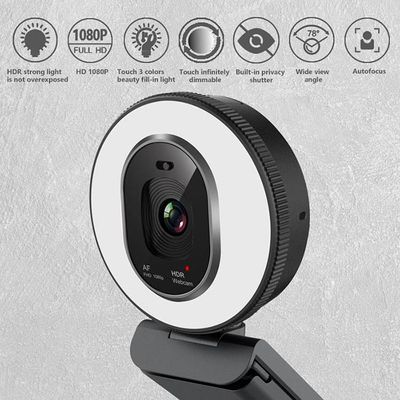FaceTime AF Live Broadcast Cameras  FHD 3 Color Ring Light webcam