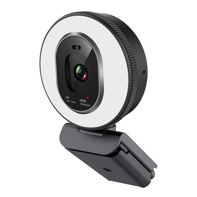 Streaming 1080p Computer Camera , CMOS Sensor Webcam Built in Adjustable Ring Light