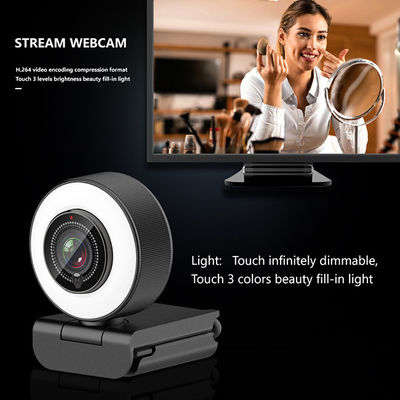 78 Degree HD 1080p Webcam With Ring Light And Microphone