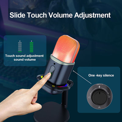 RGB USB Condenser Microphone Omnidirectional Cardioid Microphone With LED Lights