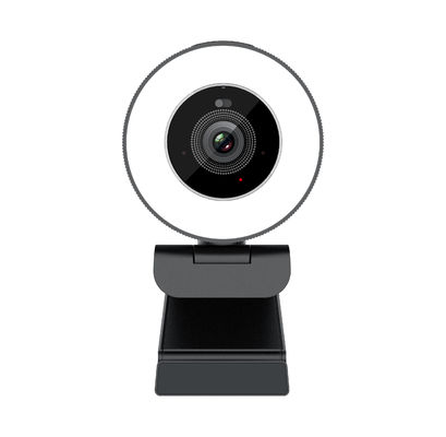 1080P Rotatable Webcam , 4K UHD Autofocus Webcam With Ring Light